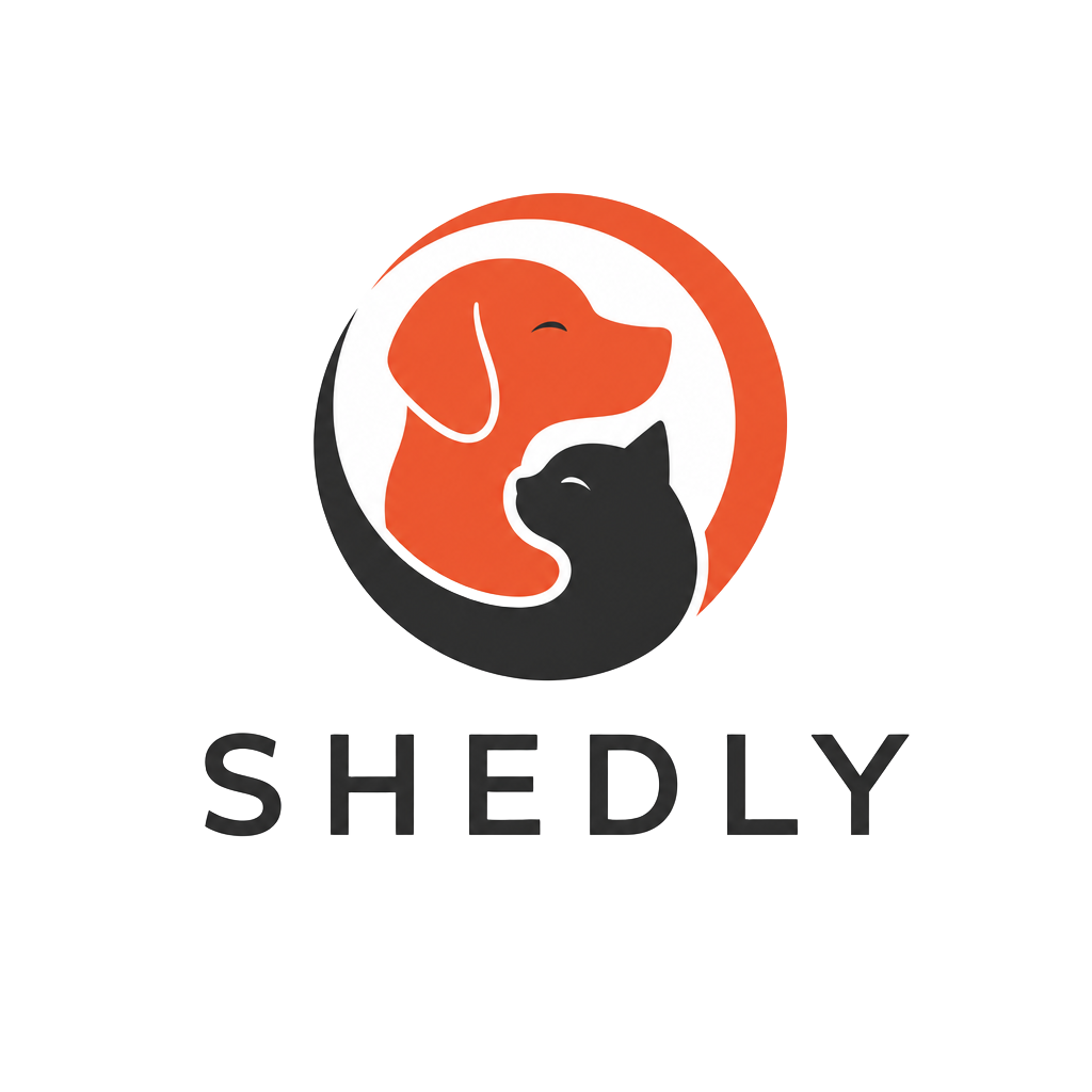 Shedly packaging seal — dog and cat badge